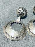 Fabulous Vintage Native American Navajo Sterling Silver Dangle Earrings-Nativo Arts