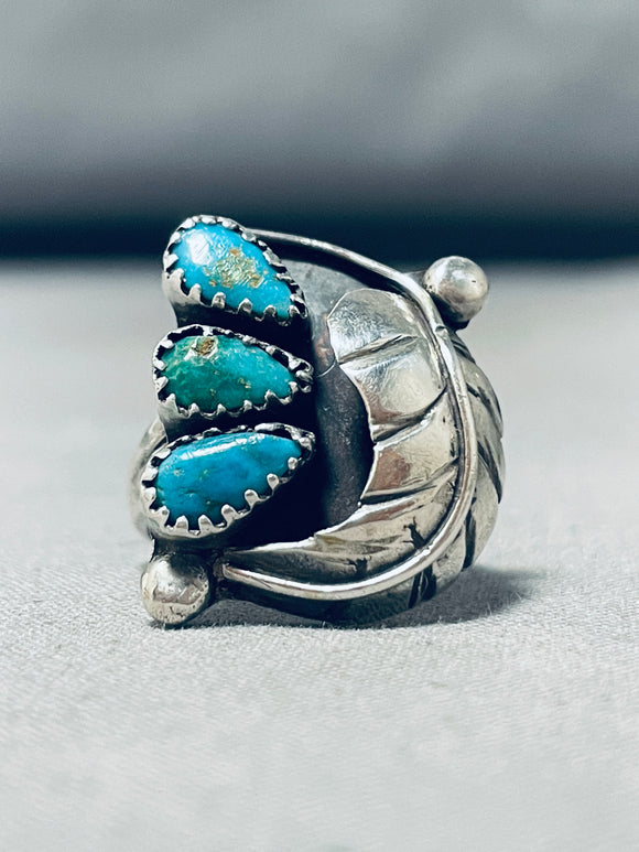 Sensational Vintage Native American Navajo Turquoise Sterling Silver Ring-Nativo Arts