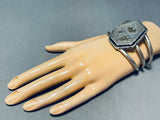Important Sacred Bear Vintage Native American Navajo Sterlin Gsilver Gold Bracelet-Nativo Arts