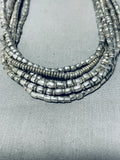 One Of The Coolest Vintage Native American Navajo Sterling Silver Bead Heishi Necklace-Nativo Arts