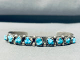 Fabulous Vintage Native American Zuni 9 Carved Blue Gem Turquoise Sterling Silver Bracelet-Nativo Arts