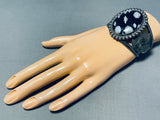 Night Snowfall Vintage Native American Navajo Sterling Silver Signed Bracelet-Nativo Arts