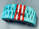 7-inch Wrist Best Southwest Turquoise Inlay Sterling Silver Bracelet