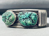 Incomparable Vintage Native American Navajo Green Seafoam Turquoise Sterling Silver Bracelet-Nativo Arts