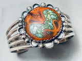 Walnut Wood Turquoise Inlay Vintage Native American Navajo Sterling Silver Bracelet-Nativo Arts