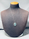 Fabulous Vintage Native American Navajo Blue Gem Turquoise Sterling Silver Signed Necklace-Nativo Arts