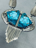 The Best Vintage Native American Navajo Two Stone Turquoise Sterling Silver Necklace-Nativo Arts
