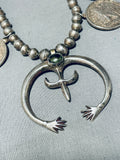 170 Grams Vintage Native American Navajo Coin Sterling Silver Squash Blossom Necklace-Nativo Arts
