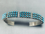 Superior Vintage Signed Native American Zuni Blue Gem Turquoise Sterling Silver Bracelet-Nativo Arts