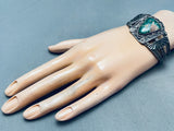 Early 1900's Vintage Native American Navajo Cerrillos Turquoise Sterling Silver Bracelet-Nativo Arts