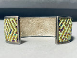 The Most Intricate Native American Navajo Hand Beaded Sterling Silver Bracelet Wow-Nativo Arts