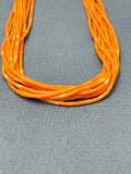 Wonderful Native American Navajo Orange Spiny Oyster Sterling Silver Necklace-Nativo Arts