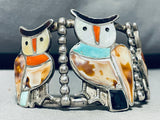 The Best Vintage Native American Navajo Owl Sterling Silver Inlay Bracelet Cuff-Nativo Arts