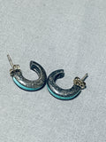 Sweet Vintage Native American Navajo Royston Turquoise Sterling Silver Earrings-Nativo Arts