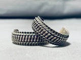 Traditional Vintage Native American Navajo Sterling Silver Rope Hoop Earrings-Nativo Arts