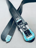 Superior Vintage Native American Navajo Turquoise Inlay Sterling Silver Belt-Nativo Arts