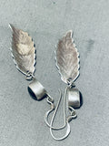 One Of The Best Vintage Native American Navajo Onyx Sterling Silver Earrings-Nativo Arts