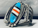 One Of The Best Ever Vintage Native American Navajo Inlay Turquoise Sterling Silver Bracelet-Nativo Arts