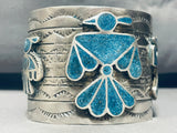 167 Grams Native American Navajo Turquoise Sterling Silver Wide Bird Bracelet-Nativo Arts