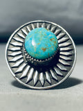 Sparkling Vintage Native American Navajo Carico Lake Turquoise Sterling Silver Ring-Nativo Arts