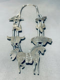 Gasp! Vintage Native American Navajo Animal Sterling Silver Squash Blossom Necklace-Nativo Arts