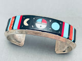 6.5 Inch Wrist Vintage Native American Navajo Turquoise Inlay Sterling Silver Bracelet-Nativo Arts