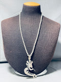 Big Dancing Kokopelli Vintage Native American Navajo Sterling Silver Necklace-Nativo Arts