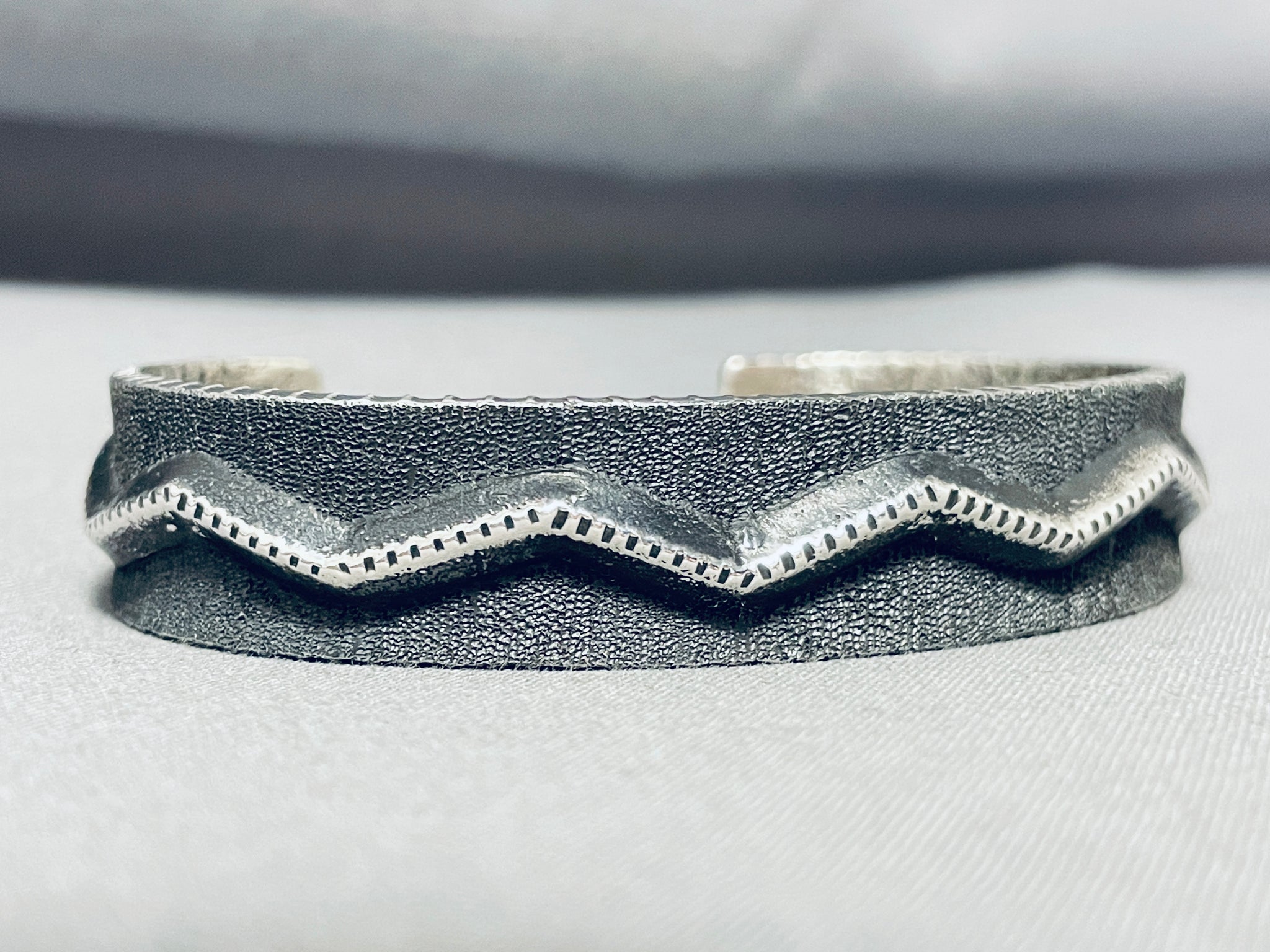 Unique Native American Navajo Sterling Silver Zig Zag Snake Ernest