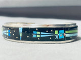 Native American 6.5 Inch Wrist Vintage Navajo Kachina Turquoise Inlay Sterling Silver Bracelet-Nativo Arts