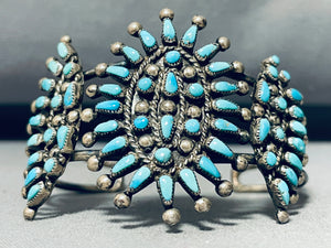 Rare Older!! Prime Vintage Native American Zuni Turquoise Sterling Silver Bracelet-Nativo Arts