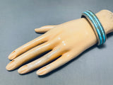 7 Inch Wrist Vintage Native American Navajo #8 Turquoise Sterling Silver Heishi Bracelet-Nativo Arts