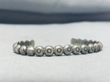 One Of The Most Unique Bead Vintage Native American Navajo Sterling Silver Bead Bracelet-Nativo Arts