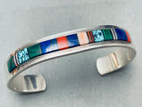 Native American 6.5 Inch Wrist Vintage Boyd Sterling Silver Inlay Bracelet Cuff-Nativo Arts
