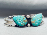Hand Carved Leaves Vintage Native American Navajo Sterling Silver Bracelet-Nativo Arts