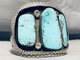 One Of The Best Vintage Native American Navajo Blue Diamond Turquoise Sterling Silver Bracelet-Nativo Arts