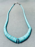 Graduating Turquoise Disc Vintage Native American Navajo Sterling Silver Necklace