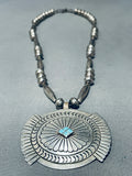 Very Unique Vintage Native American Navajo Concho Turquoise Sterling Silver Necklace-Nativo Arts