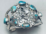 One Of The Best Ever Vintage Native American Navajo Bisbee Turquoise Sterling Silver Bracelet-Nativo Arts