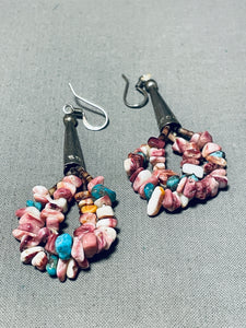 Colorful Native American Navajo Turquoise Spiny Oyster Sterling Silver Earrings-Nativo Arts