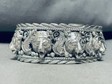 Symbolic Protection!! Bears Vintage Native American Navajo Sterling Silver Bracelet-Nativo Arts