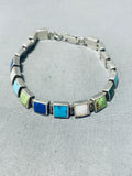Impressive Vintage Native American Navajo Turquoise Sterling Silver Hinged Bracelet-Nativo Arts