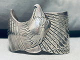 Tim James 100 Gram Eagle Vintage Native American Navajo Sterling Silver Heavy Bracelet-Nativo Arts