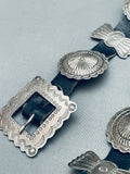 Hand Tooled Vintage Native American Navajo Sterling Silver Concho Belt Old-Nativo Arts