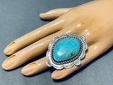 Native American Beautiful Vintage Santo Domingo #8 Turquoise Mine Sterling Silver Ring-Nativo Arts