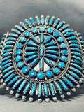 One Of The Most Intricate Vintage Native American Zuni Turquoise Sterling Silver Bracelet-Nativo Arts
