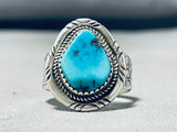 Signed Vintage Native American Hopi Morenci Turquoise Sterling Silver Ring-Nativo Arts