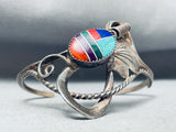 One Of The Most Unique Vintage Native American Navajo Inlay Sterling Silver Bracelet-Nativo Arts