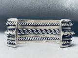 Coiled Sturdy Vintage Native American Navajo Sterling Silver Bracelet Cuff Old-Nativo Arts