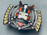 Museum Quality Vintage Native American Zuni Turquoise Kachina Sterling Silver Bracelet-Nativo Arts