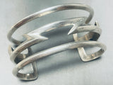 Lightning Bolt!! Vintage Native American Navajo Sterling Silver Bracelet-Nativo Arts